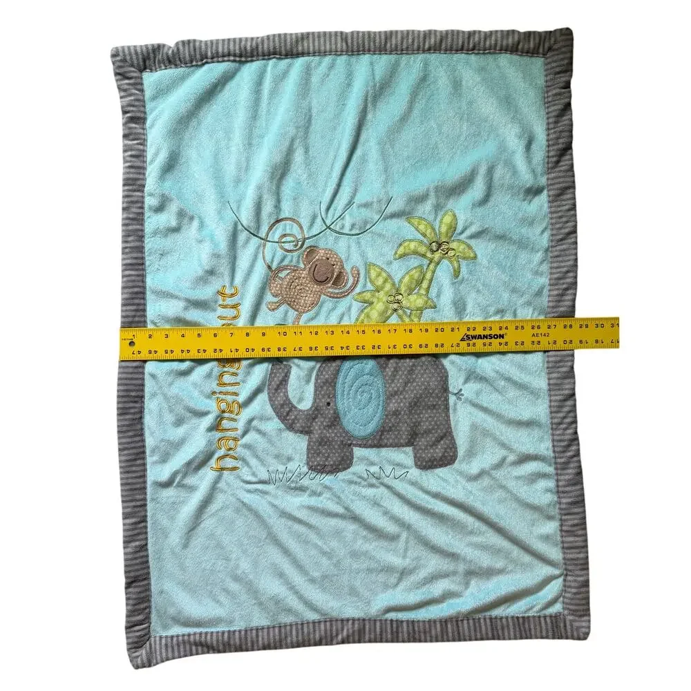 Koala Baby Hanging Out Monkey Elephant Blue Brown Sherpa Baby Blanket Lovey